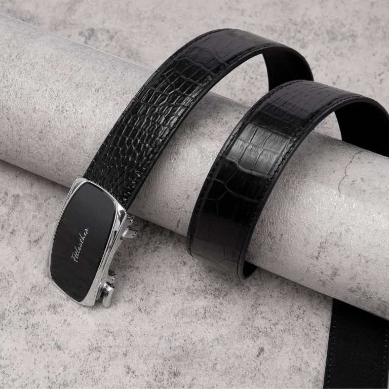 Dây lưng da cá sấu mặt kính oval